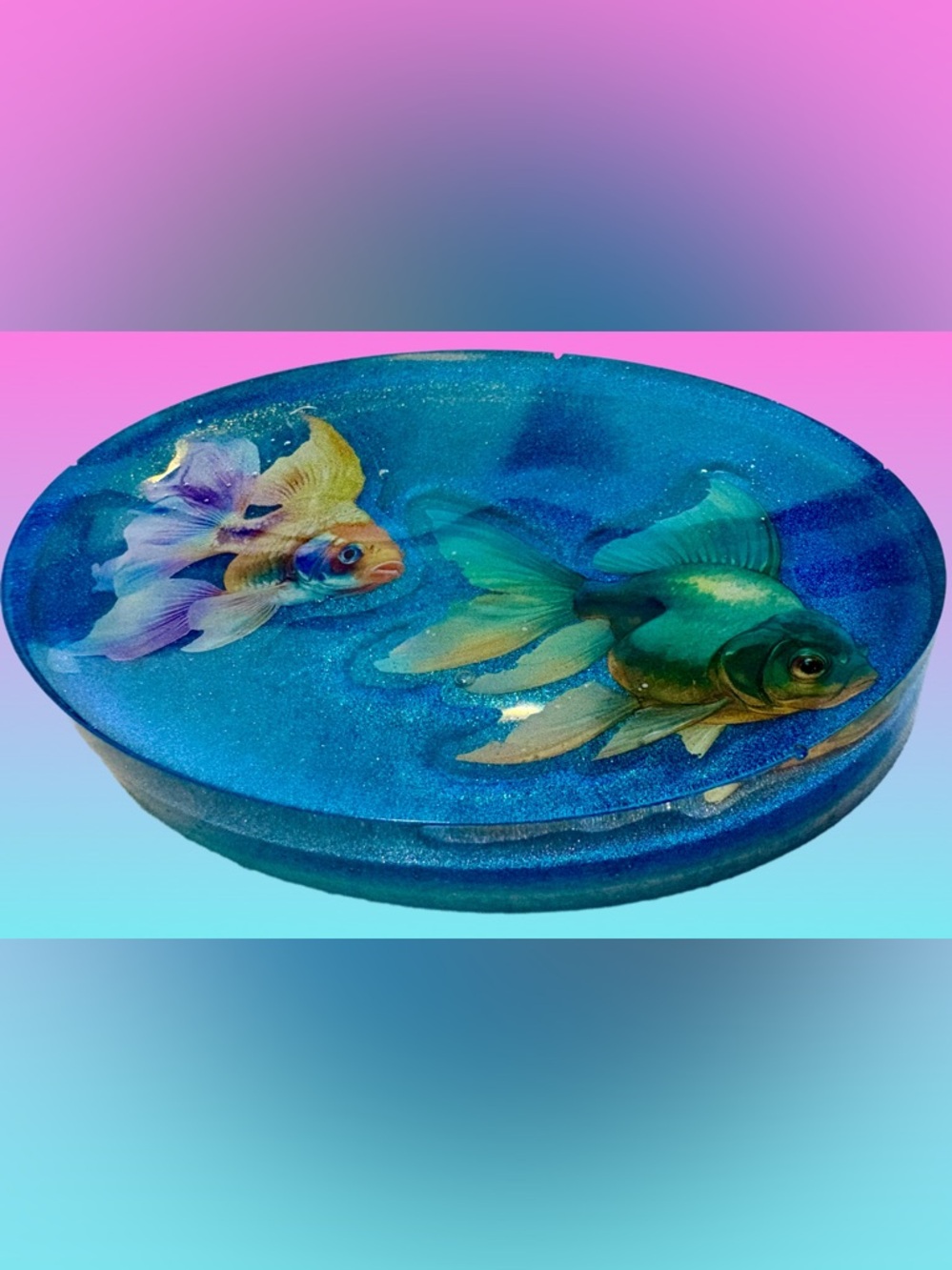 Handmade Resin Glitter Fish Soapdish Soap Holder Dish - Picture 2 of 6